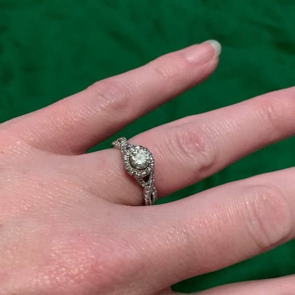 .38 Carat 14K White Gold Halo Engagement Ring - Picture 5 of 15